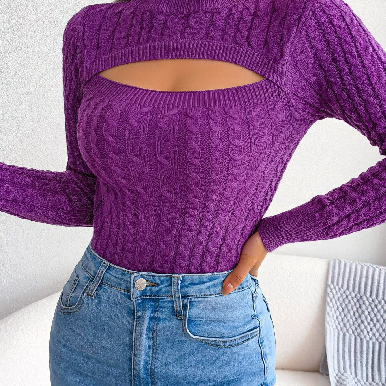 Long Sleeve High Stretch Pullover Sweater