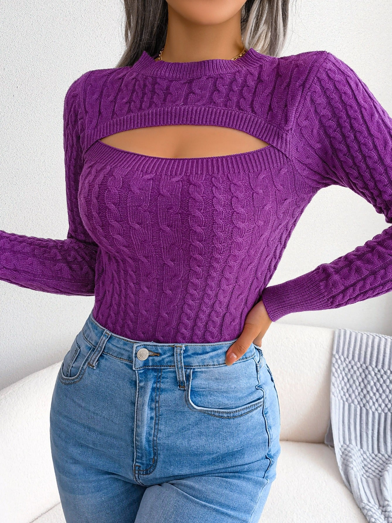 Long Sleeve High Stretch Pullover Sweater